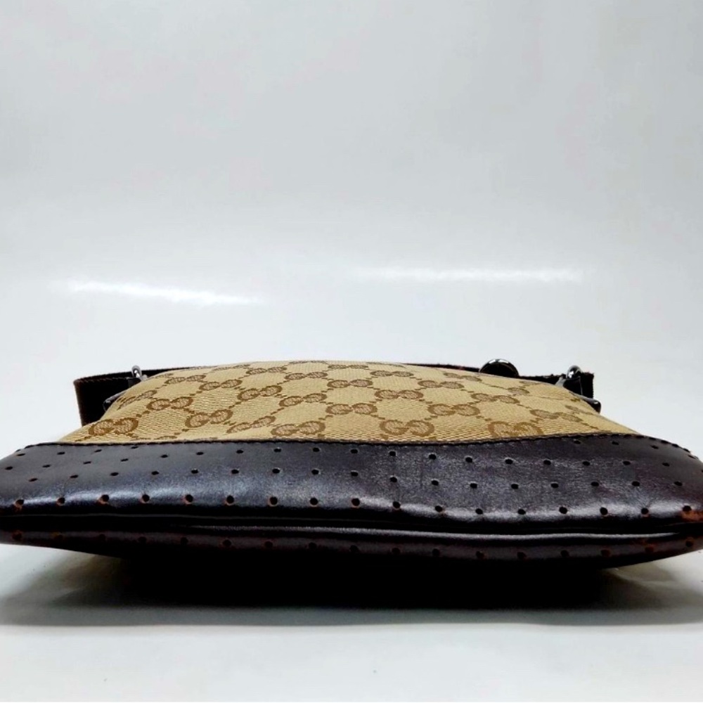 ‼️SOLD‼️GUCCI BEIGE AND BROWN MONOGRAM CANVAS MESSENGER CROSSBODY BAG - Picture 3 of 5